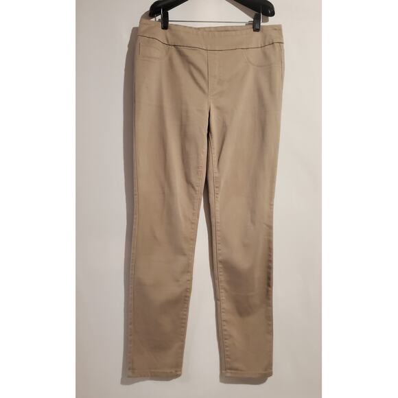 Chicos Womens Pull On Stretch Jeggings Skinny Jeans Size 1 8R Khaki Neutral - Picture 1 of 9